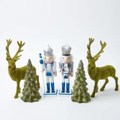 Mrs. Alice Blue & White Glitter Nutcrackers (Pair)< Christmas Decorations