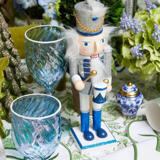Mrs. Alice Blue & White Glitter Nutcrackers (Pair)< Christmas Decorations
