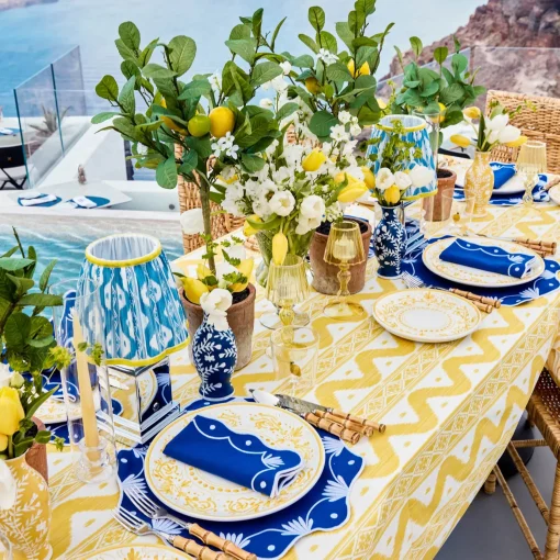 Mrs. Alice Blue & Yellow Ikat Lampshade (18cm)< Lampshades