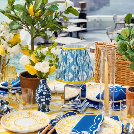 Mrs. Alice Blue & Yellow Ikat Lampshade (18cm)< Lampshades
