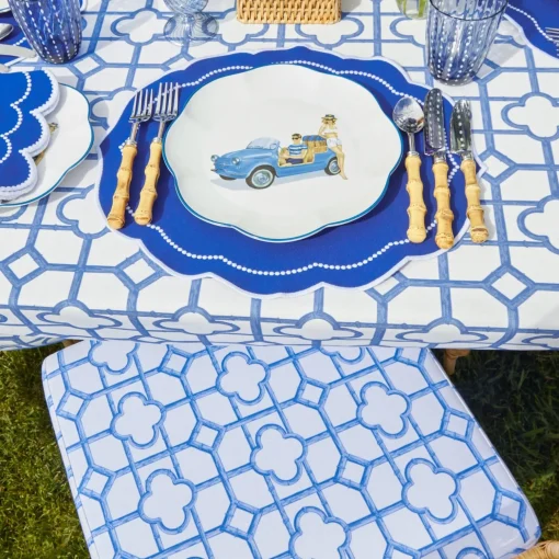 Mrs. Alice Blue Bamboo Seat Pad Cushion< Cushions