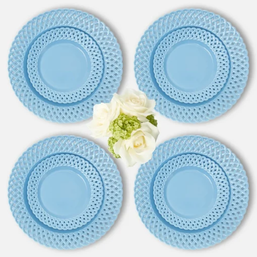 Mrs. Alice Blue Basketweave Dinner & Starter Plates (Set of 8)< Summer Crockery | Crockery Sets
