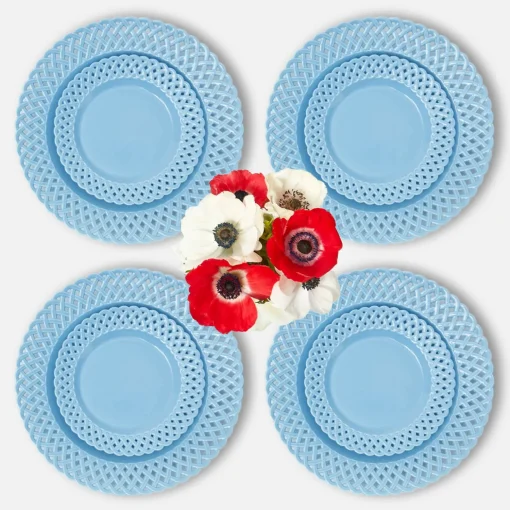 Mrs. Alice Blue Basketweave Dinner & Starter Plates (Set of 8)< Summer Crockery | Crockery Sets