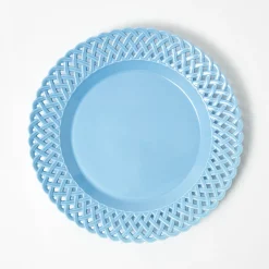 Mrs. Alice Blue Basketweave Dinner Plate< Summer Crockery | Dinner Plates