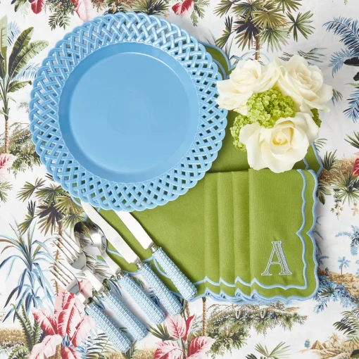 Mrs. Alice Blue Basketweave Dinner Plate< Summer Crockery | Dinner Plates
