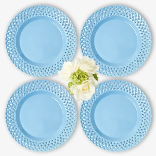 Mrs. Alice Blue Basketweave Dinner Plate< Summer Crockery | Dinner Plates