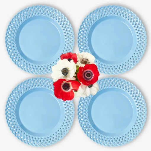 Mrs. Alice Blue Basketweave Dinner Plates (Set of 4)< Summer Crockery | Dinner Plates