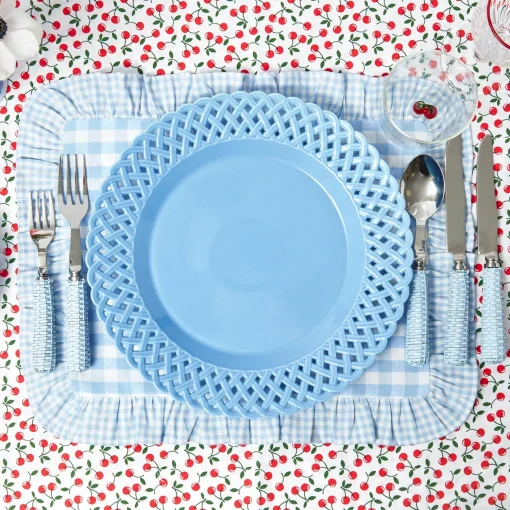 Mrs. Alice Blue Basketweave Dinner Plate< Summer Crockery | Dinner Plates