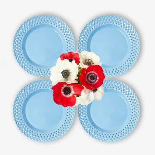Mrs. Alice Blue Basketweave Starter Plates (Set of 4)< Summer Crockery | Starter Plates