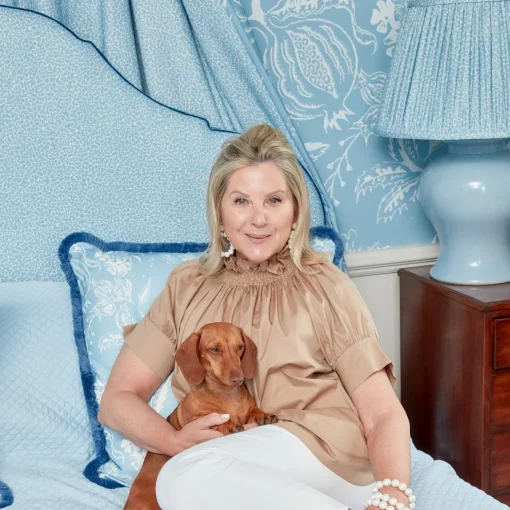 Mrs. Alice Blue Chelsea Square Fabric< Serena Fresson Fabrics
