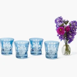 Mrs. Alice Blue Fern Engraved Water Glasses (Set of 4)< Glasses