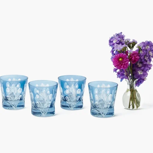 Mrs. Alice Blue Fern Engraved Water Glasses (Set of 4)< Glasses