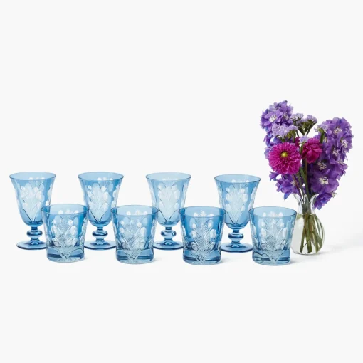 Mrs. Alice Blue Fern Engraved Water Glasses (Set of 4)< Glasses