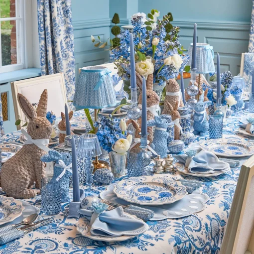 Mrs. Alice Blue Floral Bunny (Pair)< Spring Decorations
