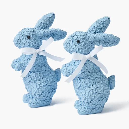 Mrs. Alice Blue Floral Bunny (Pair)< Spring Decorations