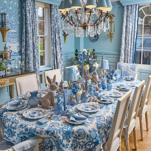 Mrs. Alice Blue Floral Bunny (Pair)< Spring Decorations