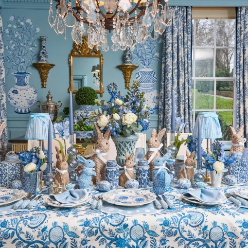 Mrs. Alice Blue Floral Bunny (Pair)< Spring Decorations