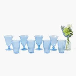 Mrs. Alice Blue Fluted Glassware (Set of 8)< Glasses | Glassware Sets