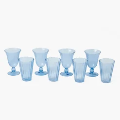Mrs. Alice Blue Fluted Glassware (Set of 8)< Glasses | Glassware Sets