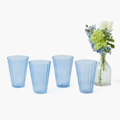 Mrs. Alice Blue Fluted Water Glasses (Set of 4)< Glasses