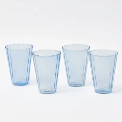 Mrs. Alice Blue Fluted Water Glasses (Set of 4)< Glasses