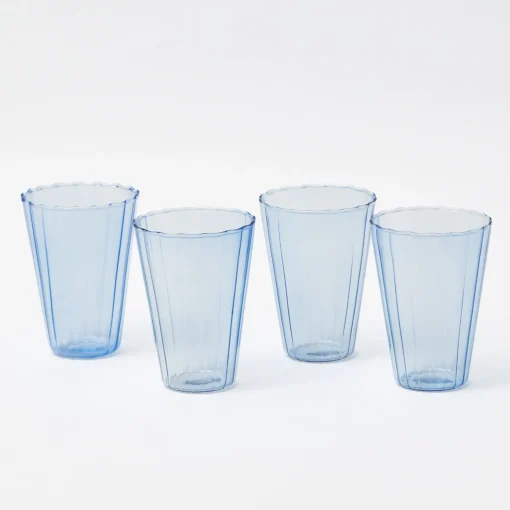 Mrs. Alice Blue Fluted Water Glasses (Set of 4)< Glasses