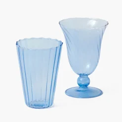 Mrs. Alice Blue Fluted Water Glasses (Set of 4)< Glasses