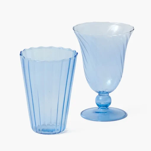 Mrs. Alice Blue Fluted Water Glasses (Set of 4)< Glasses