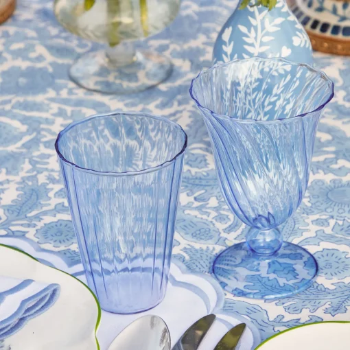 Mrs. Alice Blue Fluted Water Glasses (Set of 4)< Glasses