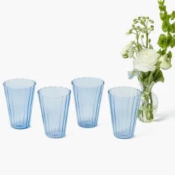Mrs. Alice Blue Fluted Water Glasses (Set of 4)< Glasses