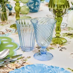 Mrs. Alice Blue Fluted Water Glasses (Set of 4)< Glasses