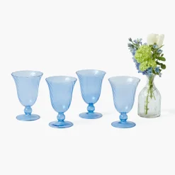 Mrs. Alice Blue Fluted Wine Glasses (Set of 4)< Glasses