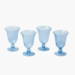 Mrs. Alice Blue Fluted Wine Glasses (Set of 4)< Glasses