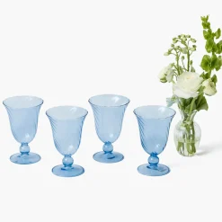 Mrs. Alice Blue Fluted Wine Glasses (Set of 4)< Glasses