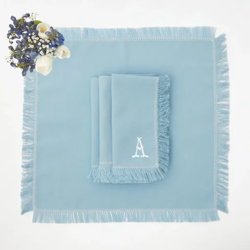 Mrs. Alice Blue Fringe Napkins (Set of 4)< Napkins | Mrs. Alice Monogram