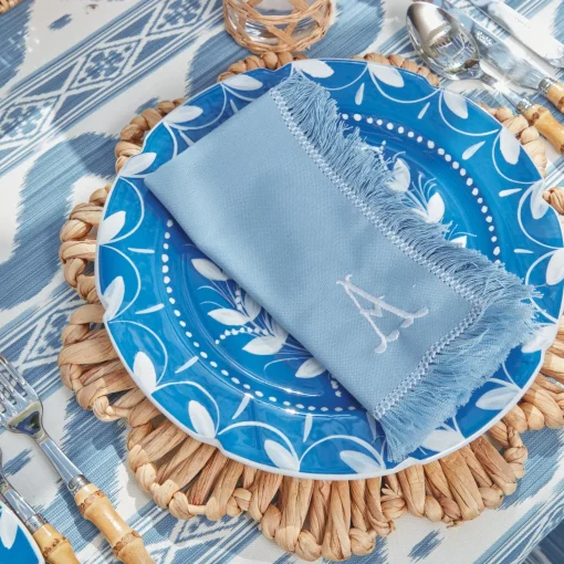 Mrs. Alice Blue Fringe Napkins (Set of 4)< Napkins | Mrs. Alice Monogram