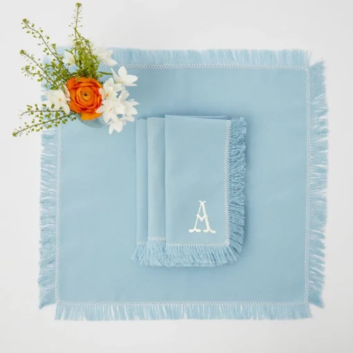 Mrs. Alice Blue Fringe Napkins (Set of 4)< Napkins | Mrs. Alice Monogram