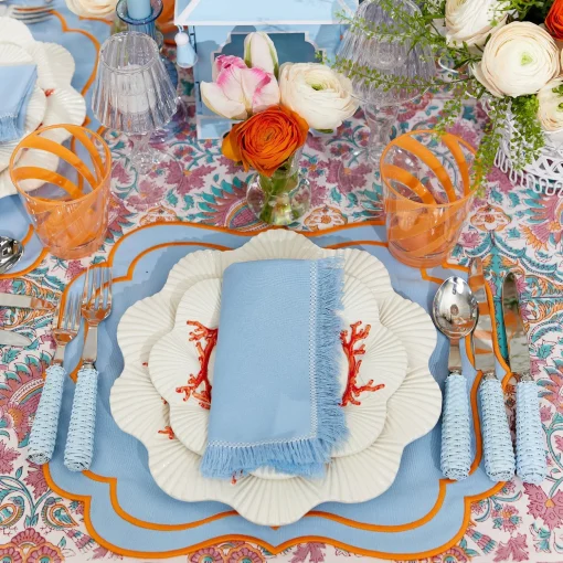 Mrs. Alice Blue Fringe Napkins (Set of 4)< Napkins | Mrs. Alice Monogram