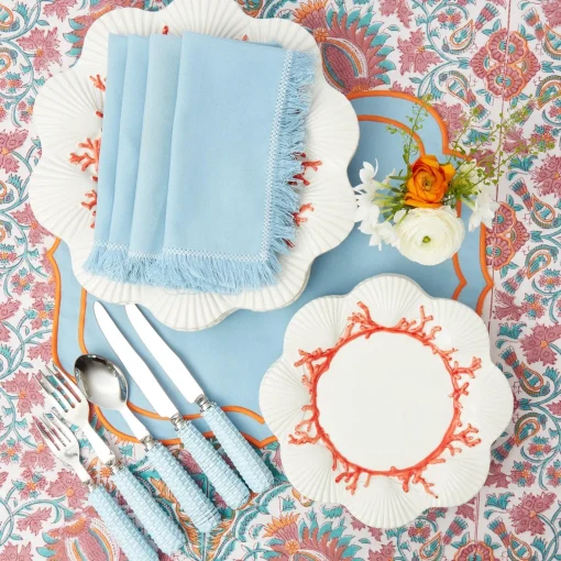 Mrs. Alice Blue Fringe Napkins (Set of 4)< Napkins | Mrs. Alice Monogram
