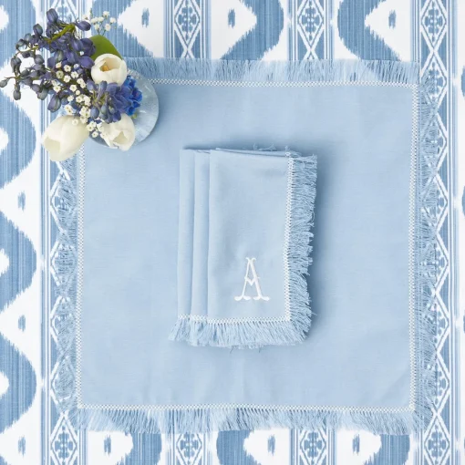 Mrs. Alice Blue Fringe Napkins (Set of 4)< Napkins | Mrs. Alice Monogram
