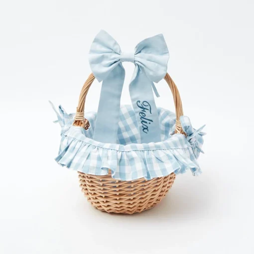 Mrs. Alice Blue Gingham Basket< Spring Decorations