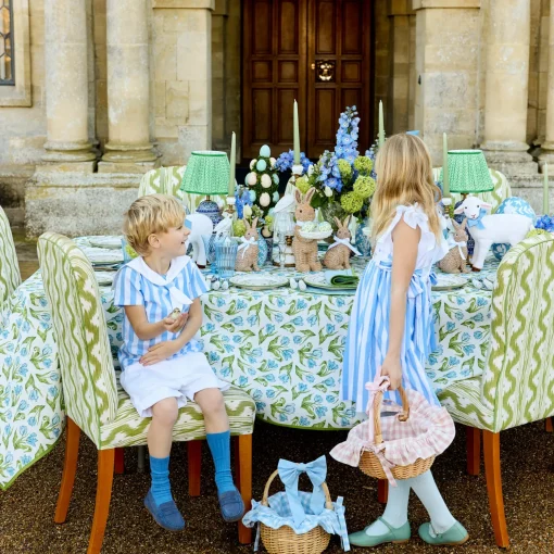 Mrs. Alice Blue Gingham Basket< Spring Decorations