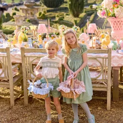 Mrs. Alice Blue Gingham Basket< Spring Decorations