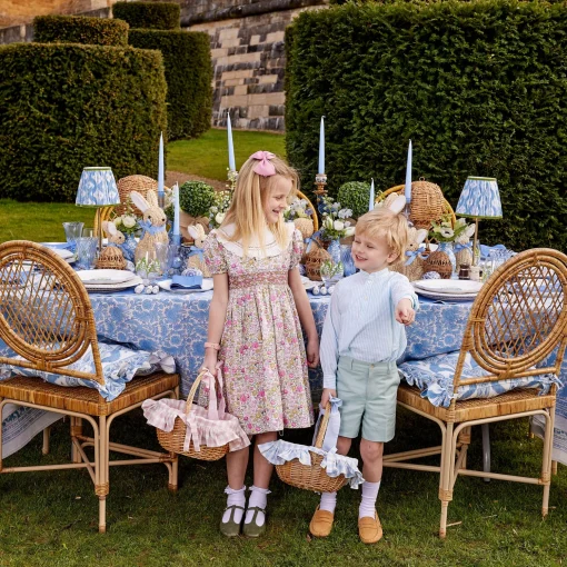 Mrs. Alice Blue Gingham Basket< Spring Decorations