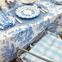 Mrs. Alice Blue Gingham Ruffle Seat Pad Cushion< Cushions