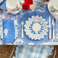 Mrs. Alice Blue Gingham Ruffle Seat Pad Cushion< Cushions