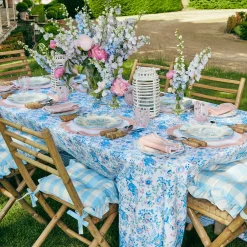 Mrs. Alice Blue Gingham Ruffle Seat Pad Cushion< Cushions