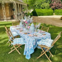 Mrs. Alice Blue Gingham Ruffle Seat Pad Cushion< Cushions