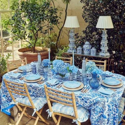 Mrs. Alice Blue Gingham Ruffle Seat Pad Cushion< Cushions
