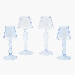 Mrs. Alice Blue Glass Lantern Tea Light Holder Set< Summer Candleware | Candle Holders